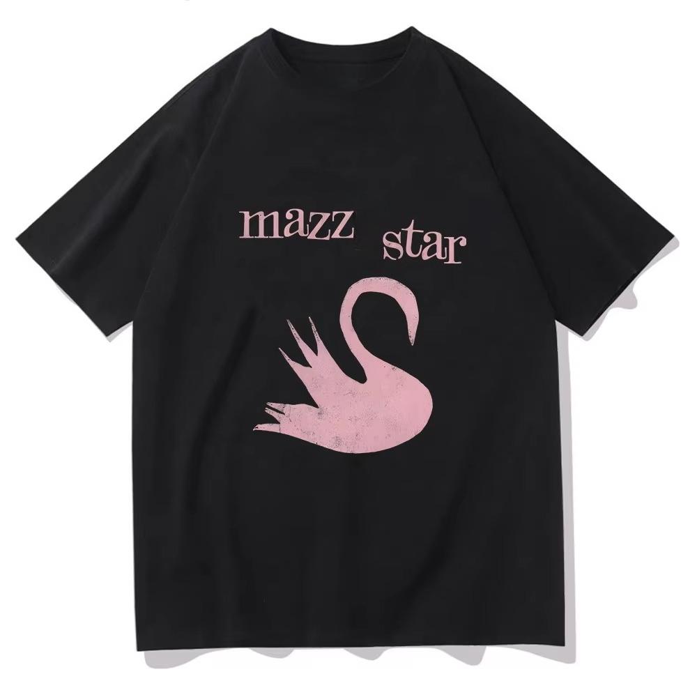 2025 Autumn and Winter Couples Simple Trend Pure Cotton Skin-friendly T-shirt Swan Printing Trend Large Size Men Women's T-shirt