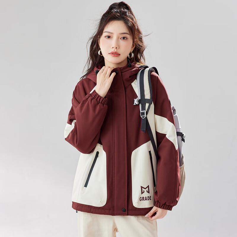 TERRE BLEUE Women's Winter Color-block Hooded Padded Jacket