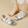 Fashion Lace Ruffles Band Ballet Shoes Ladies Silver Paillette Flats Mary Jane Women Lolita Mocasines Oversize Loafers Bridesmaide Shoes
