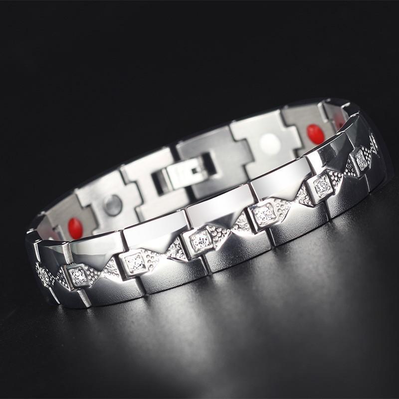 Mens Minimalist Geometric Titanium Steel Bracelet With CZ Stones Adjustable 18K Gold Vacuum Plated Business Gift
