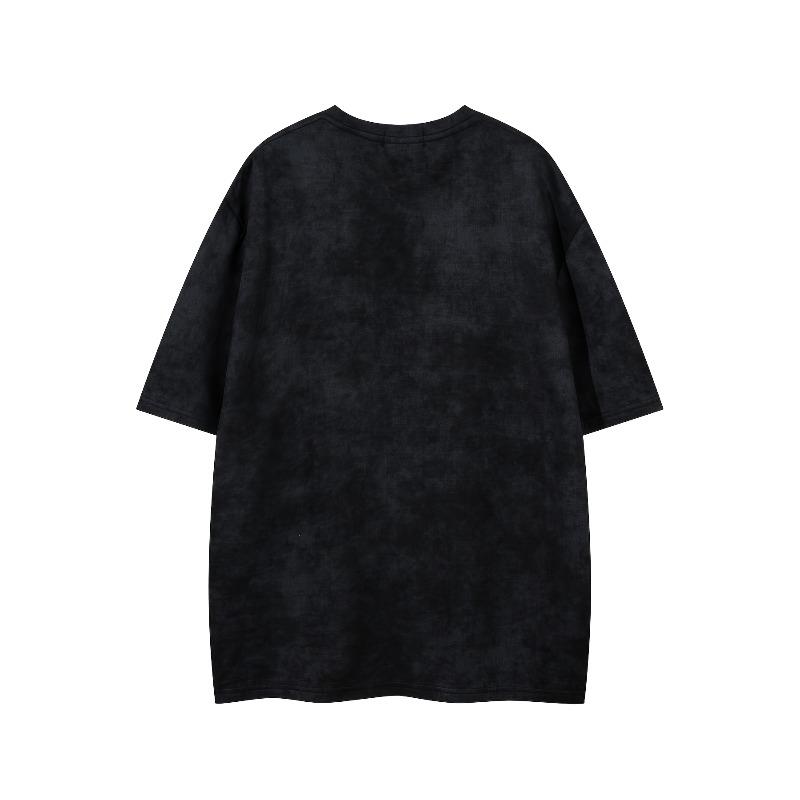 Men's Vintage Washed Tie-Dye T-Shirt with Camouflage & 90s Retro Graphic Print - Relaxed Fit Casual Short Sleeve Top for Summer, Gym & Outdoor