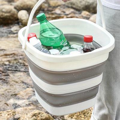 1 sztuka 10-litrowego składanego wiadra, odpowiedniego na kemping, wędkowanie i wakacje na plaży, przenośne, o dużej pojemności i łatwe do przechowywania