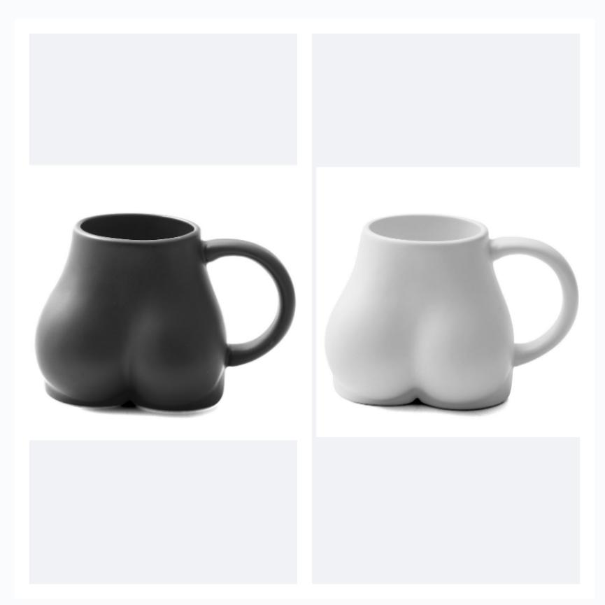 2 Pcs Funny Butt Mug Ceramic Coffee Cup Creative Personality Art Cup Drinking Water Mug Coffee Cups