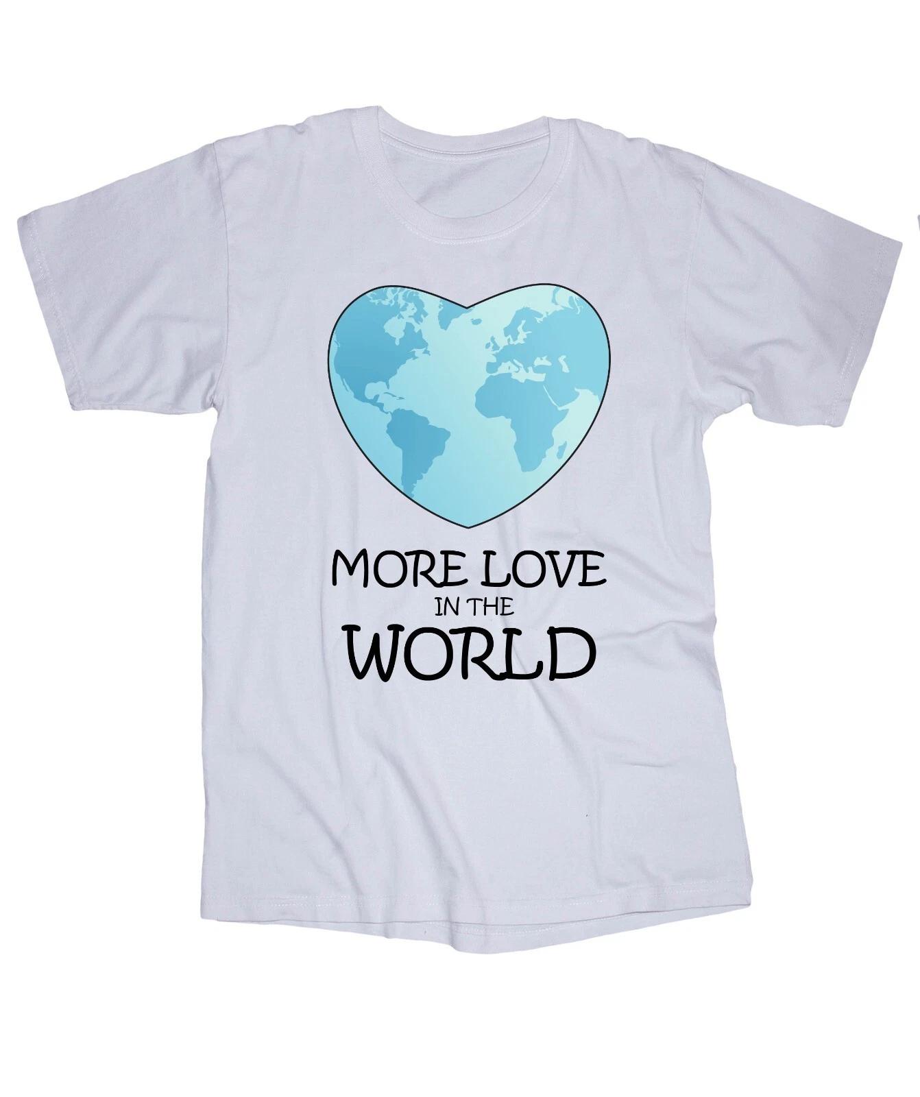 Earth Heart More Love in the World Peace white T-shirt 2XL