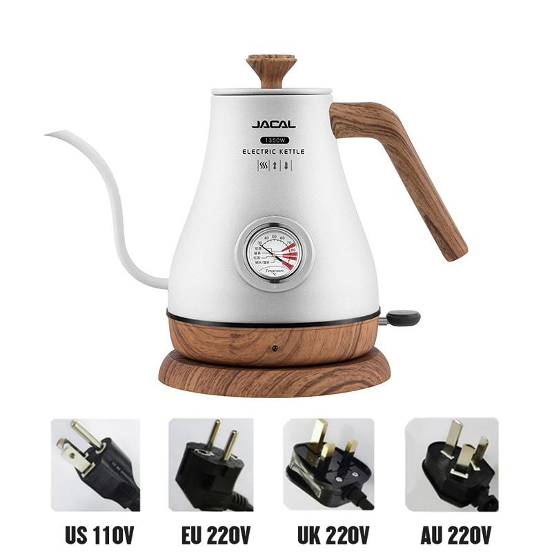 

Электрический чайник объемом 1,0 л, ретро-кофейник с гибким горлышком, заварной чайник с узким горлышком, чайник из нержавеющей стали с термометром 220V&AU