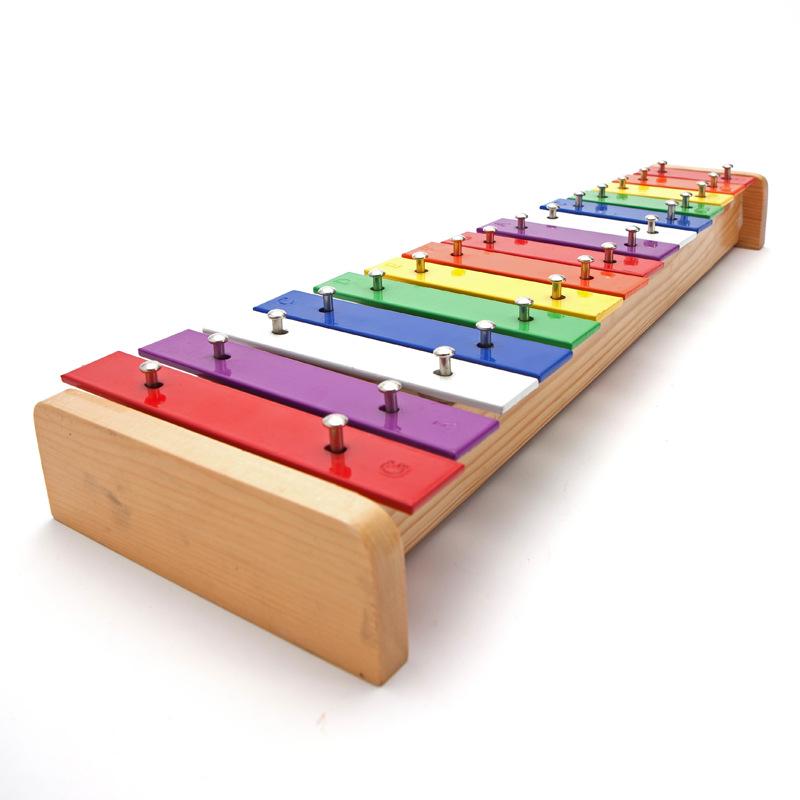 15-Note Aluminum Orff Xylophone - Rainbow Educational Percussion Instrument for Schools