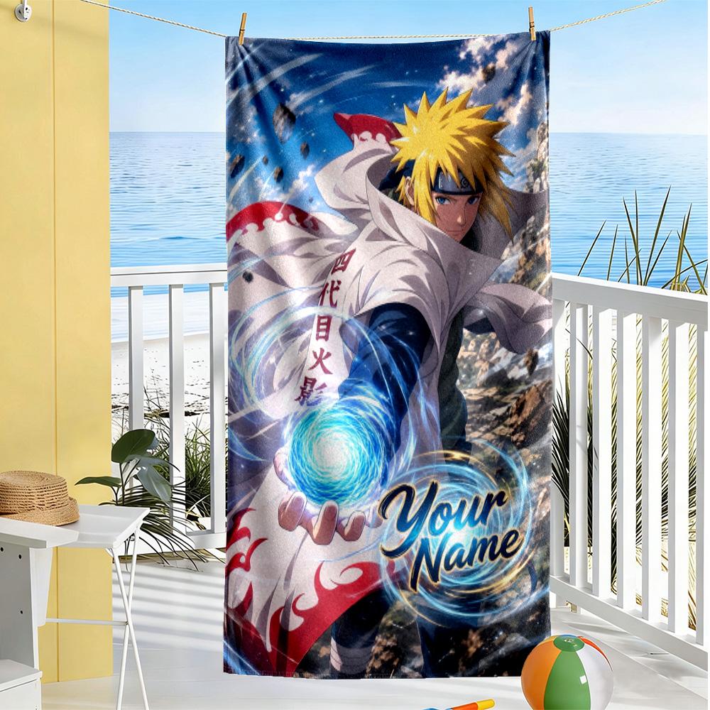 Naruto Character Customize Your Name Beach Towel Quick-Dry Soft Microfiber Perfect for Traveling Yoga Camping and Swimming