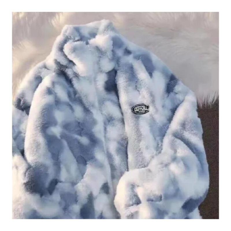 Women's Trendy Tie-Dye Lambswool Coat - High-End Feel, Thick & Loose, 2024 Winter Collection