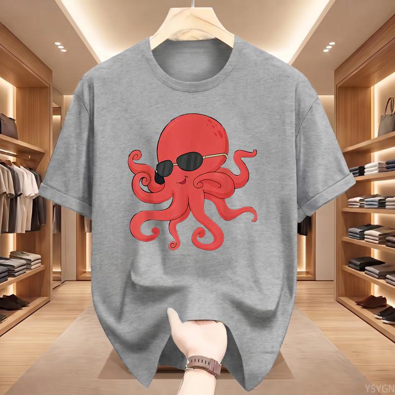 Octopus Marine Animal Ocean Sea Creature T Shirts Men Pure Cotton Humor Streetwear Tee Shirt Short Sleeve Clothing