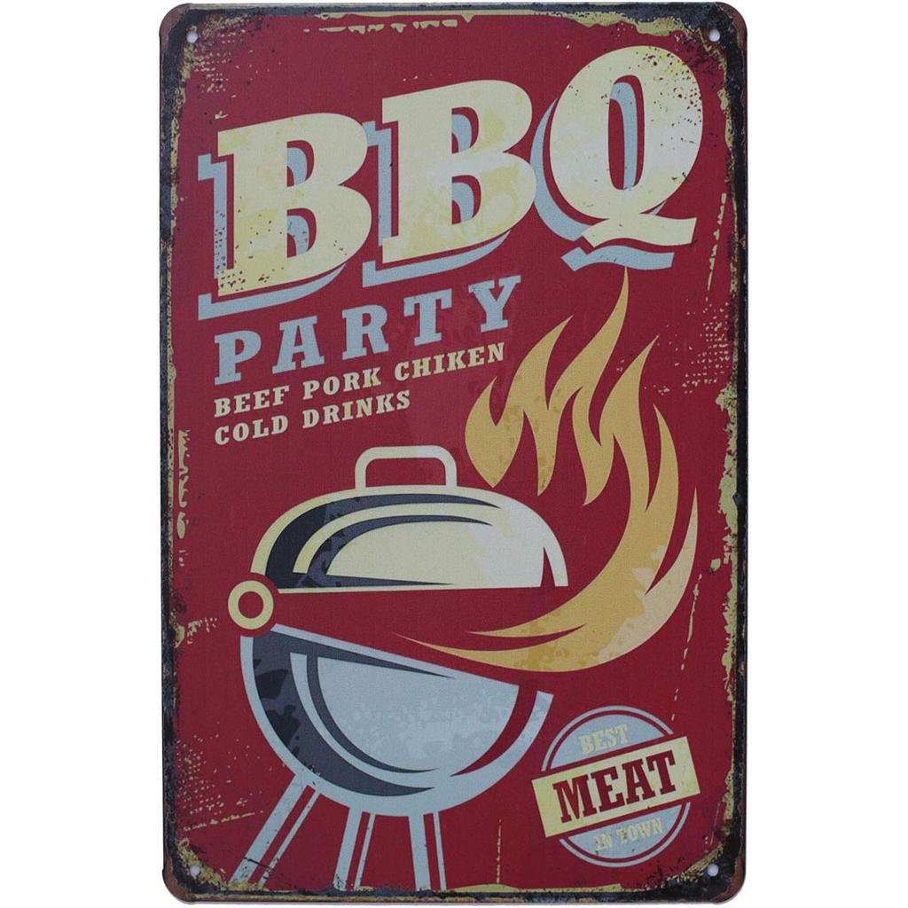 Metal Aluminum Signs BBQ Party Zone Wall Decoration Plaque Vintage Art Poster Iron Painting for Man Cave Home Cafe Garden Club