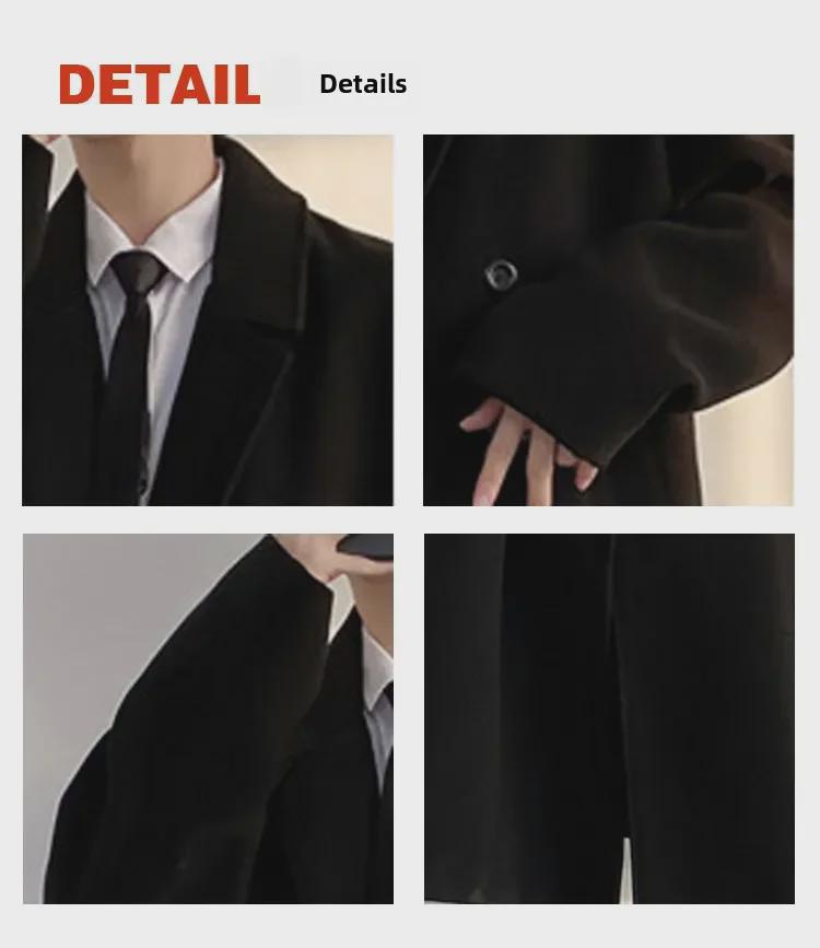 Abrigo de lana coreana de longitud media para hombre - Cortavientos de algodón liso estilo Hong Kong por encima de la rodilla