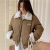 Lamb wool lapel cotton clothes women's winter clothes new retro short cotton clothes bread clothes student coats trendy