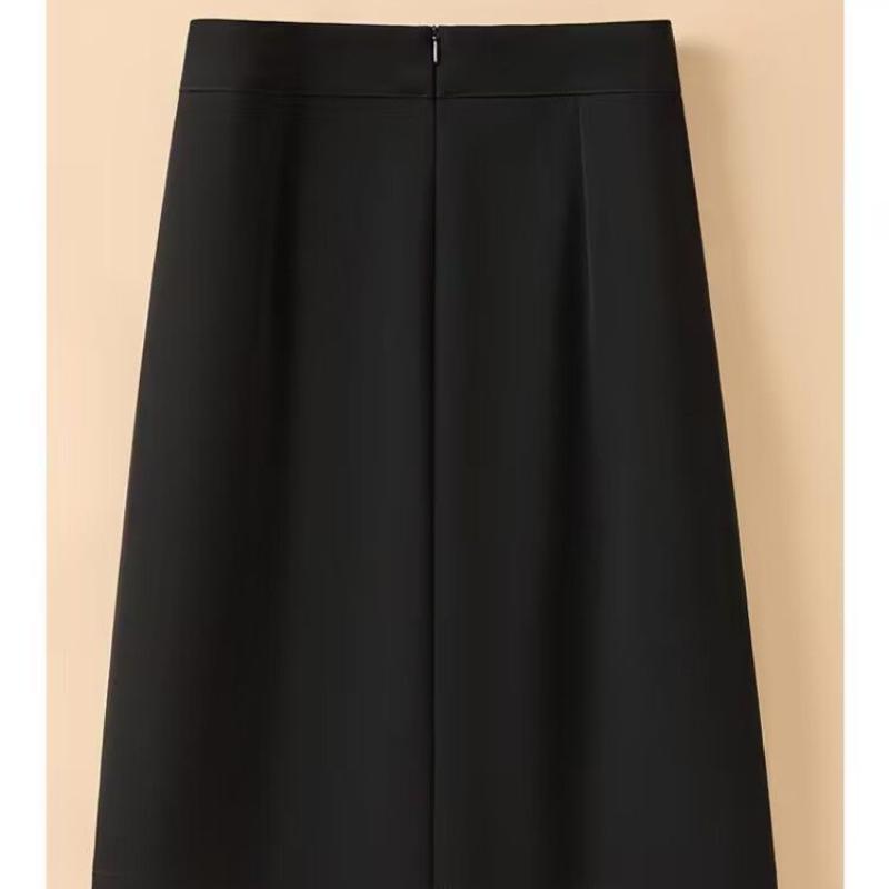 New Spring and Summer Women's Solid High Waist Loose Zipper Button Bag Hip A-Line Fashion Casual All Match Commuter Skirt