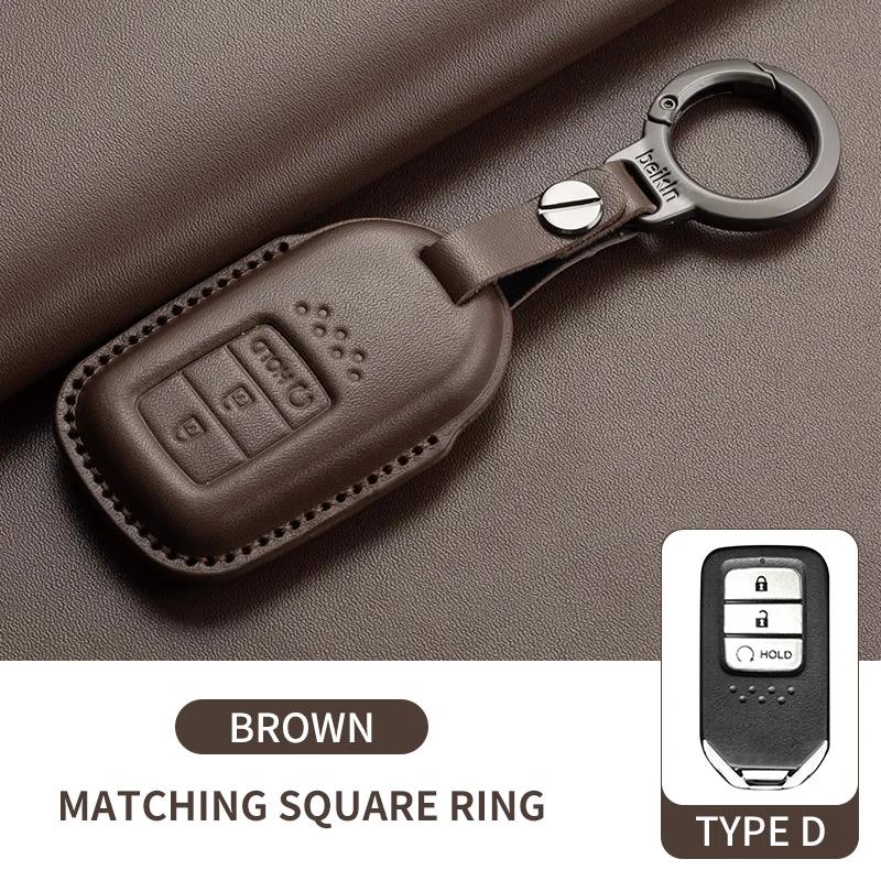 Leather Car Remote Key Case Cover Shell for Honda Civic 11th 2022 for Honda 2022 2023 2024 Civic for Accord CR-V HR-V Pilot