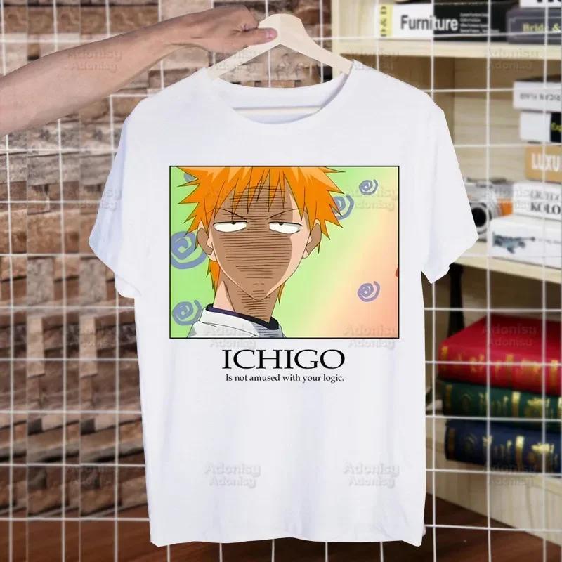 Bleach Zaraki Kenpachi Kurosaki Ichigo T Shirts For Guys O-Neck Short Sleeve Regular Mens height Quality Men Hip-Hop Tee Shirt