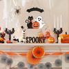 High Quality Halloween Decorative Wooden Sign with Black Cat, Pumpkin and Ghost - "Welcome" Design for Door Hanging