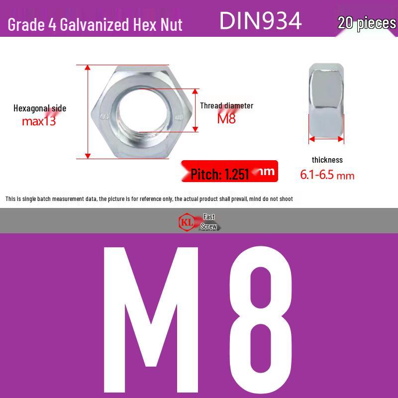 Galvanized Hex Nuts, Flat Washers, Spring Washers in M2-M48, Blue and White Zinc Coated