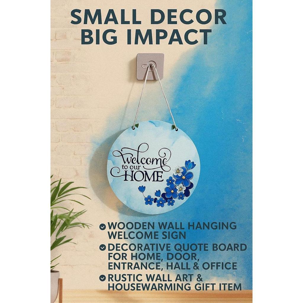 Wooden Wall Hanging Welcome Sign – Decorative Quote Board for Home, Door, Entrance, Hall & Office - Rustic Wall Art & Housewarming Gift Item
