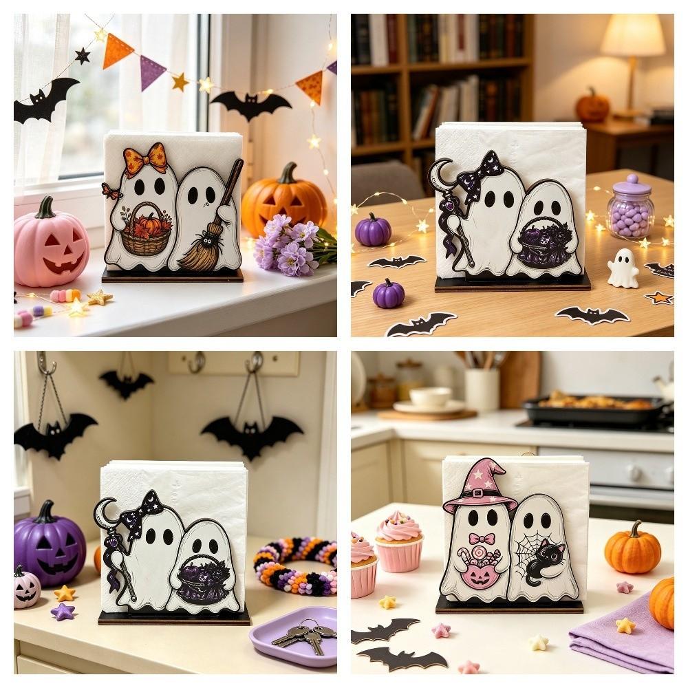 Cute Ghost Style Wooden Toilet Paper Holder Freestanding Toilet Roll Stand  Home Bathroom Use