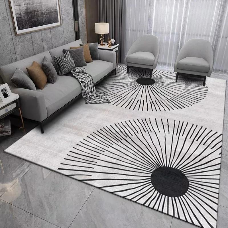 Skandinavischer Geometrischer Wohnzimmerteppich Langlebiges Rutschfestes Design Großzügige Fläche Bodenmatte Stilvolle Heimdeko Teppich Moderne Räume