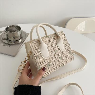 Summer Straw Woven Bag, New Trendy Small Fresh Flower Woven Handbag, Shoulder Messenger Bag