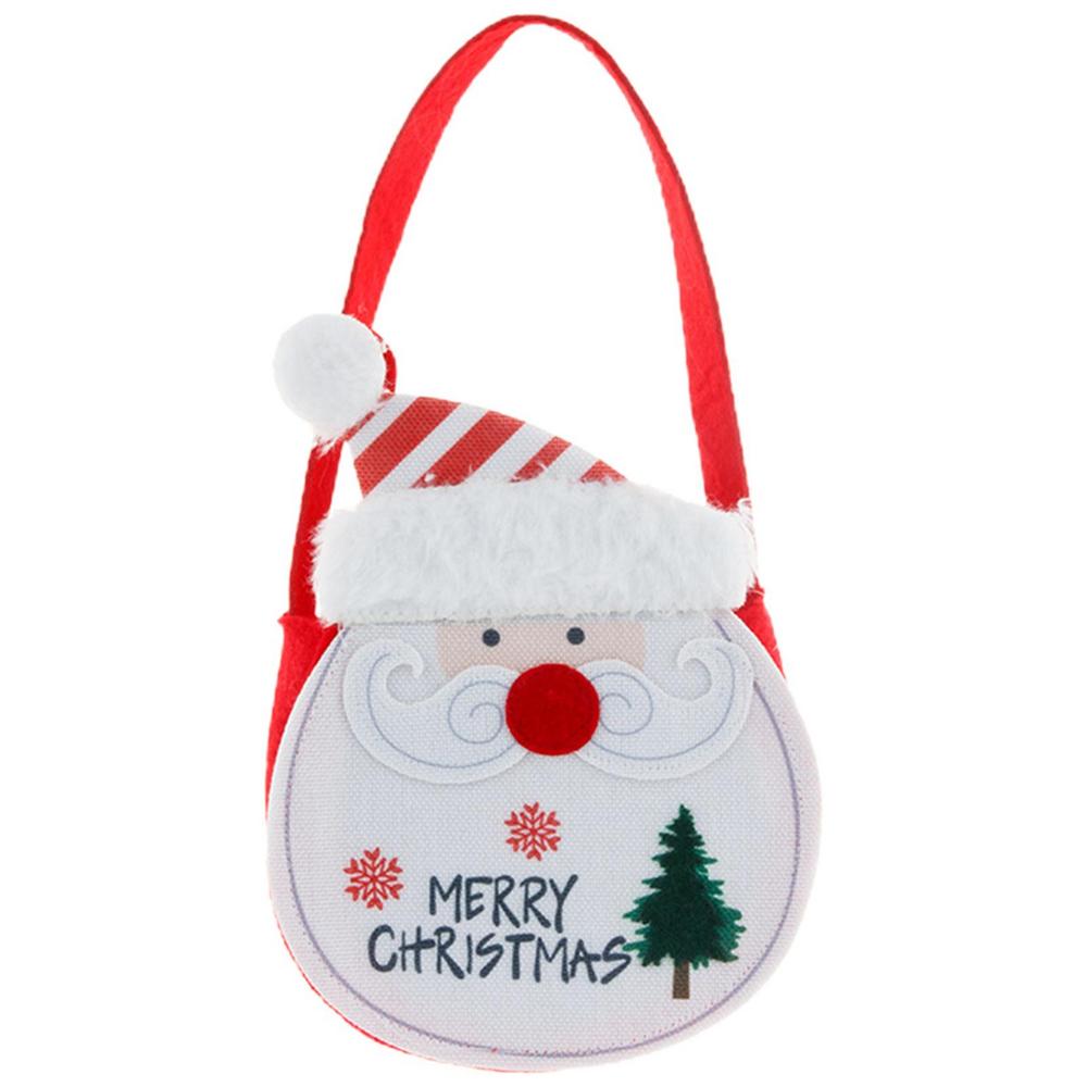 Christmas Treat Bags Christmas Tote Treat Bag Bucket With Handle Christmas Candy Gift Fruit Bag Santa Claus/Snowman Christmas
