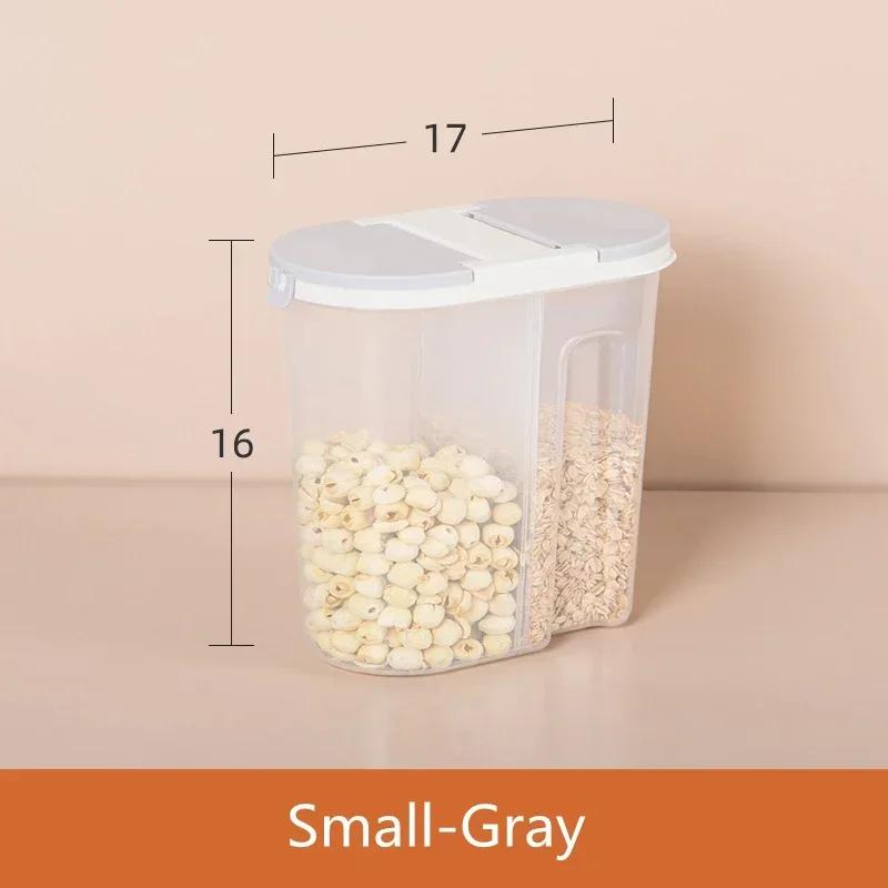 M/L Double Grid Cereals Jar Plastic Food Storage Container Kitchen Organizer Eco Friendly Cookie Box Dried Grains Tank with Lids