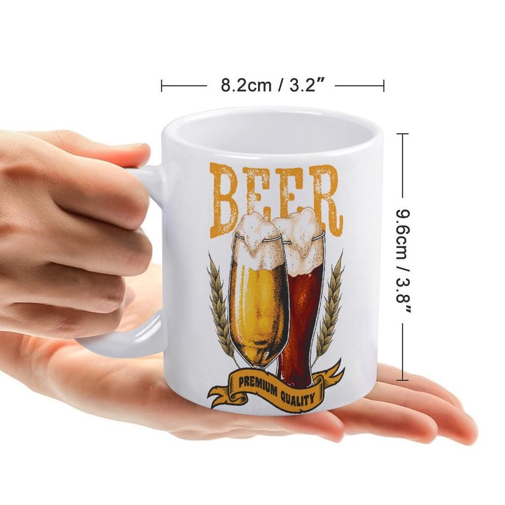 1pc 11oz White Ceramic Mug with Double-Sided Design for Beer Fans, Funny Everyday Drinkware, Ideal Gift for Birthdays and Party Lovers