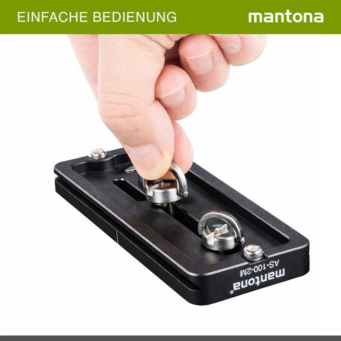 Plaque de Changement Rapide - Mantona - 21464 - Aluminium - Compatible Arca Swiss - Noir