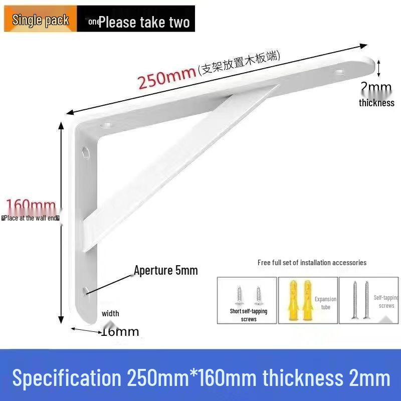 Wall-mounted Triangle Iron Bracket: Right Angle Shelf Support and Load-bearing Storage