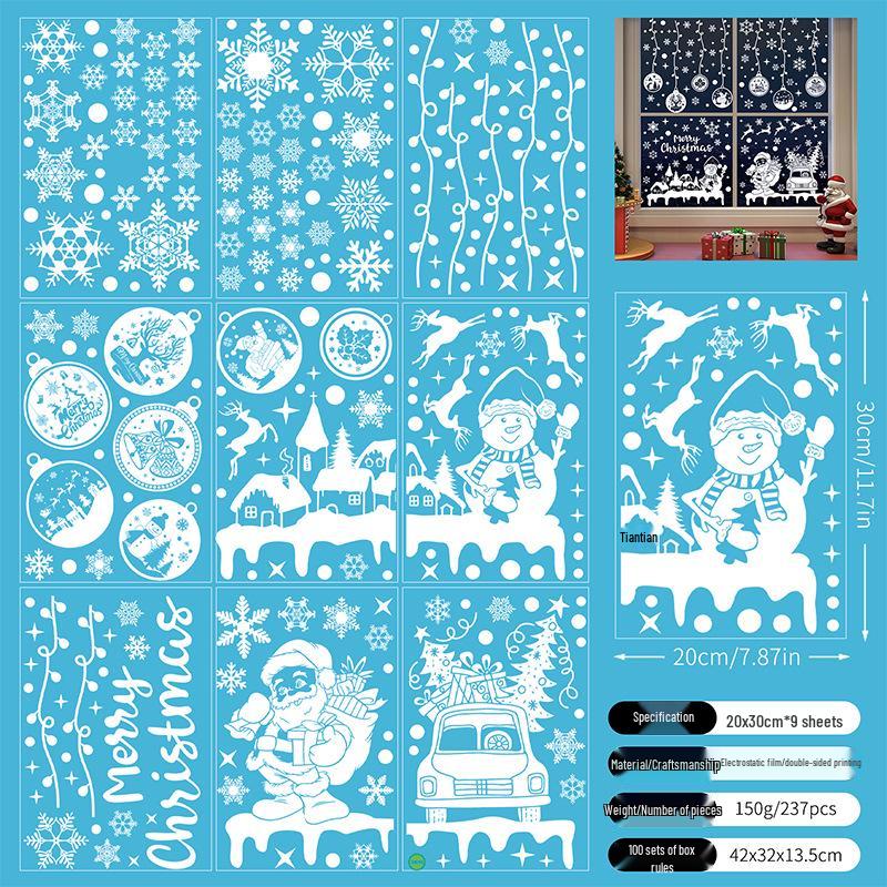 

Рождественские наклейки на окна 2025: Санта, Олень, Шары для Торговых Центров