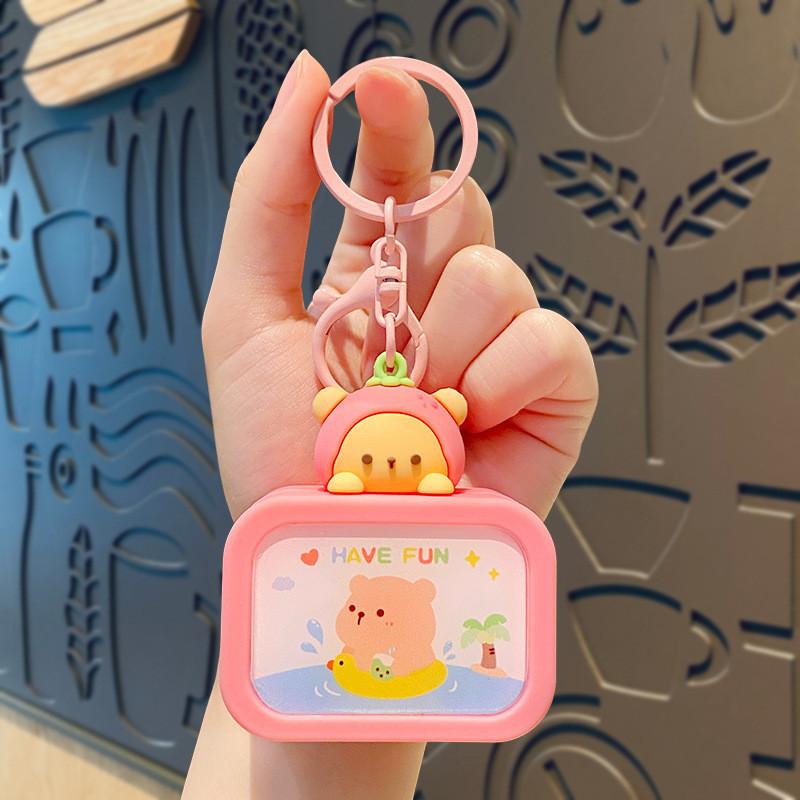 Adorable Silicone Bear Night Light Keychain Cute Cartoon Design For Gifts