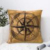 Destinations Compass Rose And World Pillowcase Printed Fabric Cushion Cover Decoration Throw Pillow Case Cover Home Square