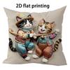 Retro Childish Style Cat Theme Doublesided Printed pillow cover Short plush Suitable living rooms bedrooms throw cushion cover