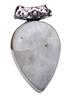 Moonstone Natural Gemstone Antique Silver Plated Pendant 2.25" J 1543