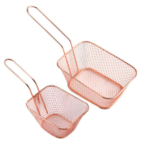 French Fry Serving Basket Mini Chips Deep Fry Baskets Stainless Steel Food Presentation Strainer Ergonomic Grip Fryer Accessory