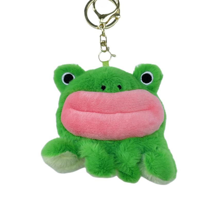 

Cute Little Frog Little Yellow Duck Flip Face Change Bag Plush Pendant Couple Keychain Creative Doll about 14cm long