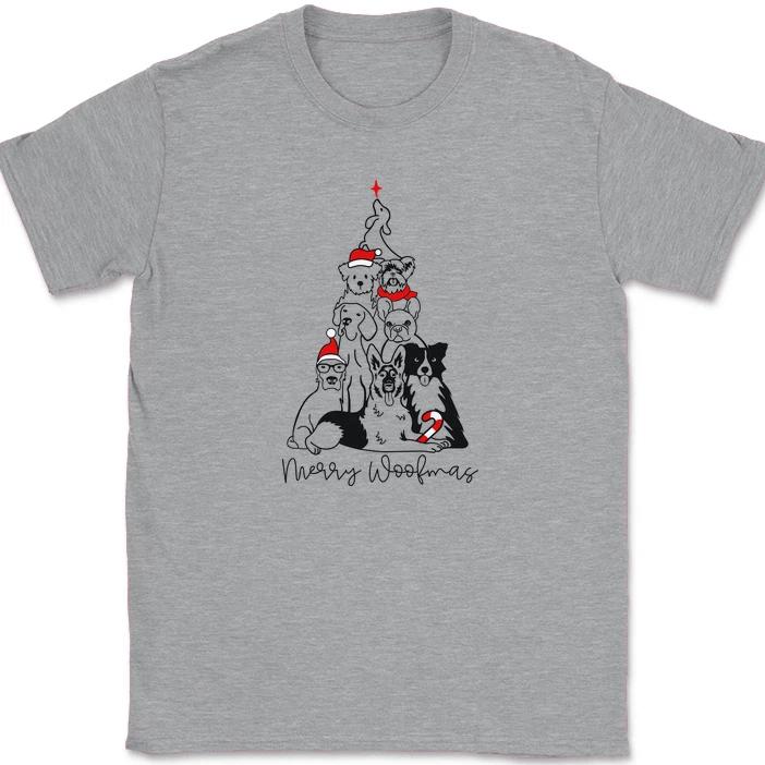 

Merry Woofmas T-Shirt Funny K9 Christmas Holiday Dog Humor Tree Tee S