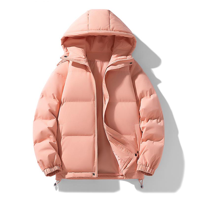 Herbst- und Winter-Einfarbiger Kapuzen-Baumwollmantel für Herren und Damen, Trendiger Verdickter Baumwollmantel im Hongkong-Stil, Warme Jacke, Studenten-Brotmantel