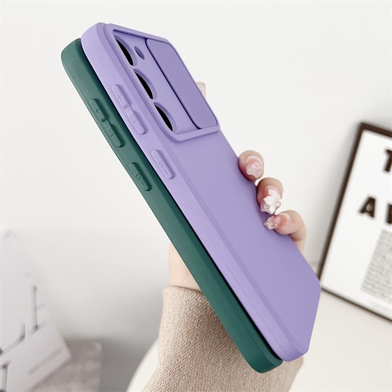 Slide Camera Lens Protection Case For Samsung S21 S22 S23 S24 FE S25 Ultra Plus A56 A55 A06 A52S A34 A16 A73 A21S A36 Soft Cover