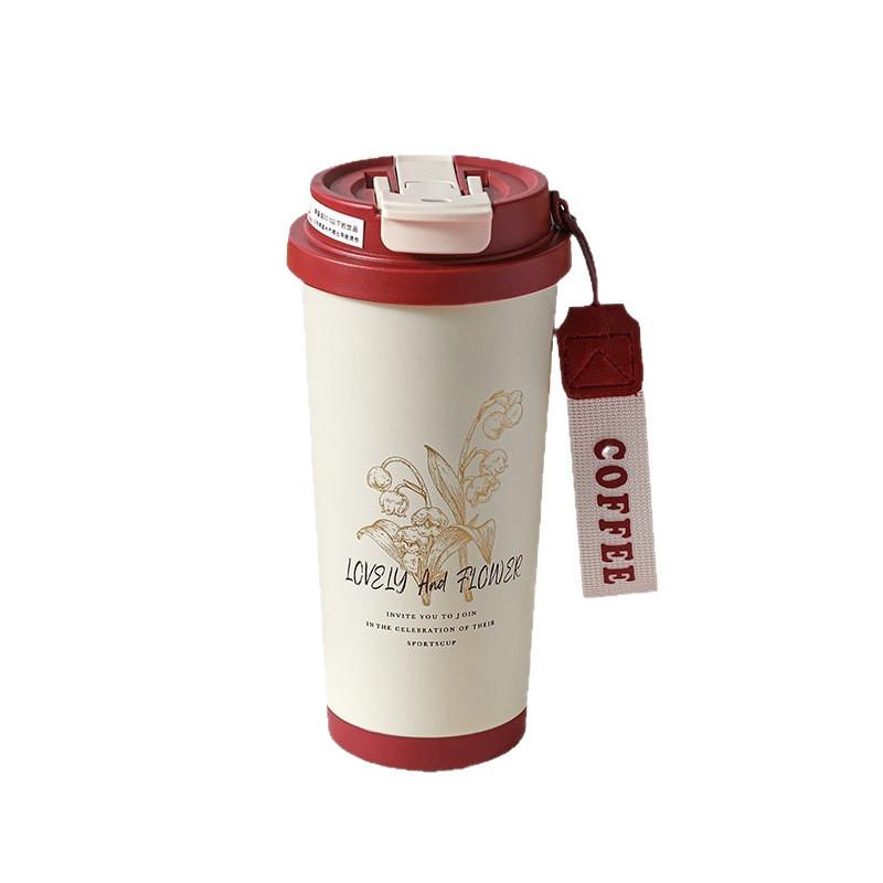 Modern Stainless Steel Insulated Coffee Cup With Double Lid For Office And Travel