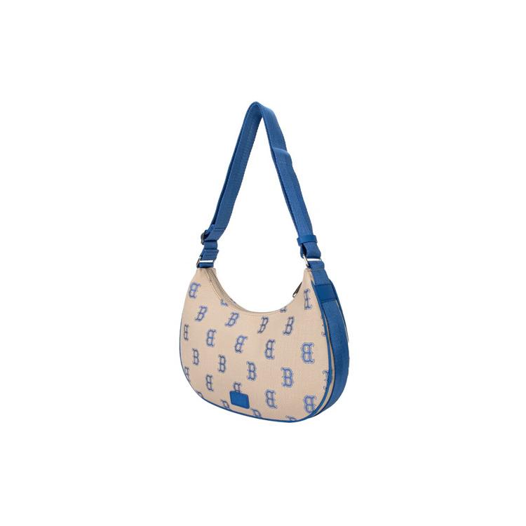 New MLB Denim Dumpling Bag, Shoulder Bag, Handbag Women's Brown 3ABQL023N-43SAL