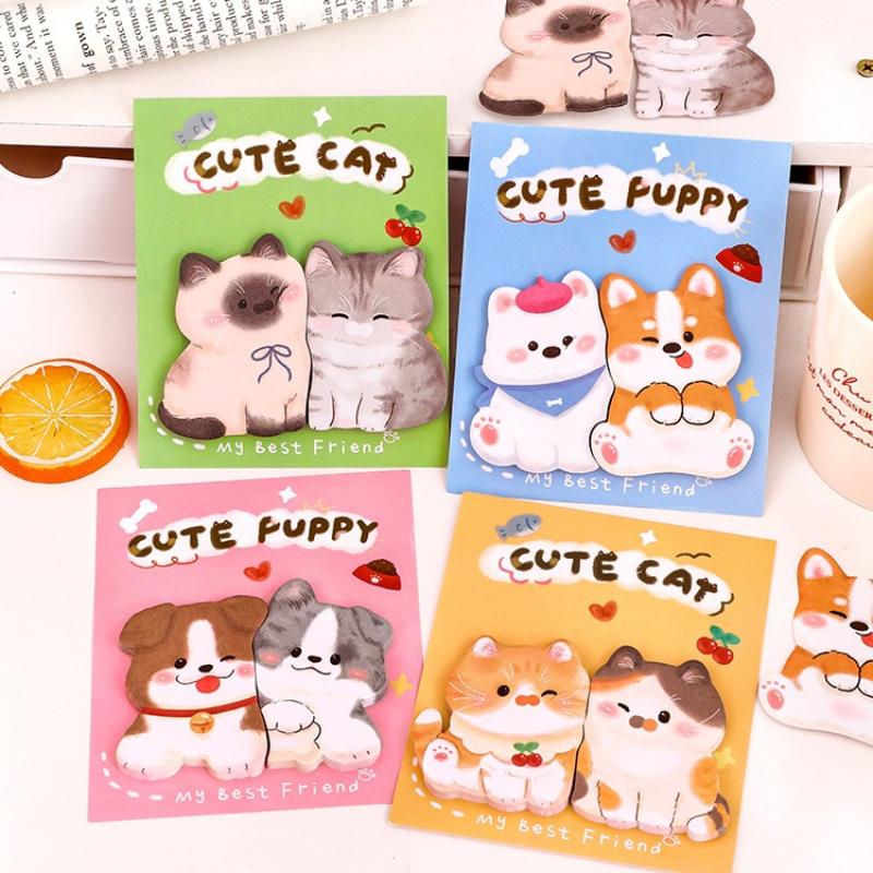 Kawai Stationery Gifts Cute Animal Stickers Student Creative Combination Message Sticky Notes Can Be Pasted N Times Memo Pad