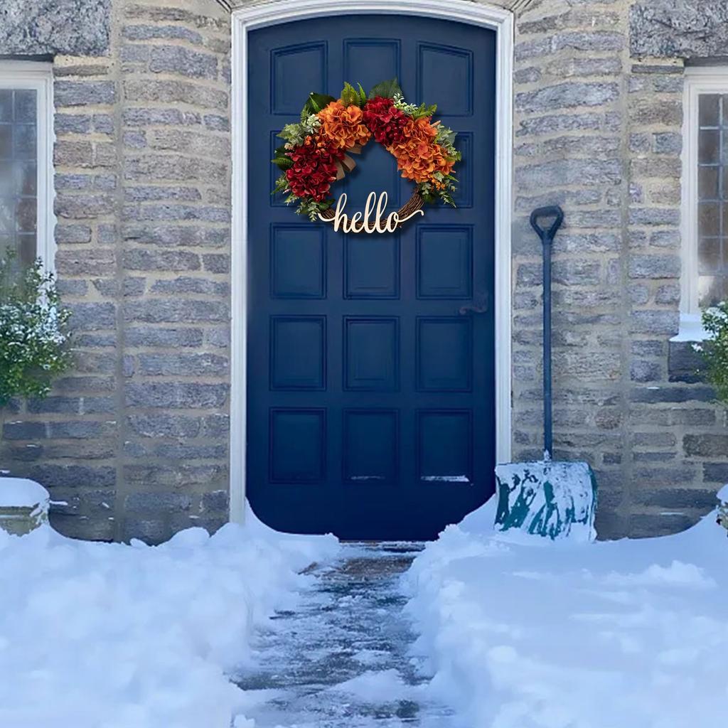 Fall Wreath for Front Door Hydrangea Wreath Autumn Wreath Hello Werath for Outdoor Window Christmas Wreaths for Wall