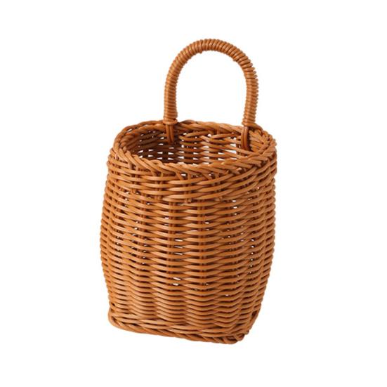 Handwoven Storage Basket Boho Hanging Basket with Handle Rustic Storage Basket for Flowers Fruits Vegetables Kitchen Produce