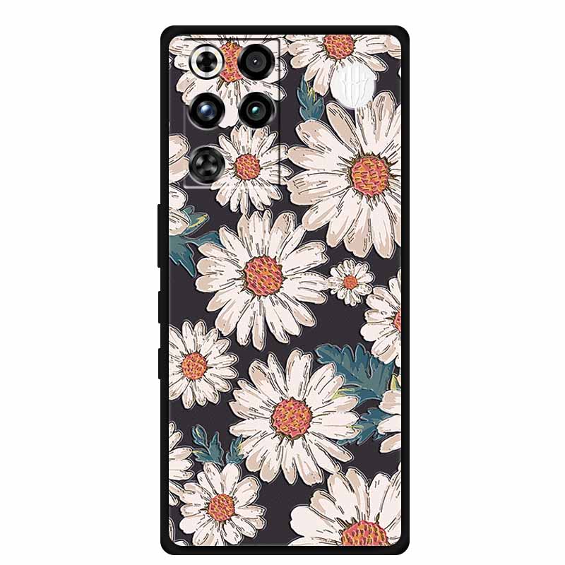 For ZTE Nubia RedMagic 11 Pro 5G Case 3D Emboss Flowers Relief Soft Black Silicone Back Cover For ZTE Nubia RedMagic 11Pro Funda