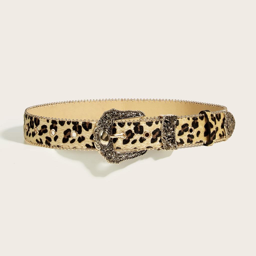 Subculture Ladies Leopard Print Spice Girl Belt Women'S Hair Soft Face Belt Premium Vintage Personality Decorative Belt Women