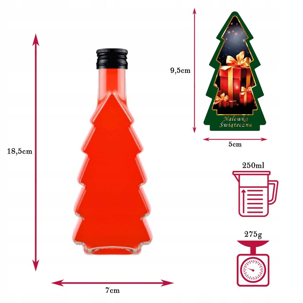 CHRISTMAS TREE Bottle 250ml HAND DECORATED Bottles for Liqueurs, Wines