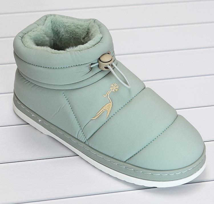 Women's Winter Warm Plush High-Top Cotton Slippers with Heel and Thickened Sole for Postpartum and Indoor Use