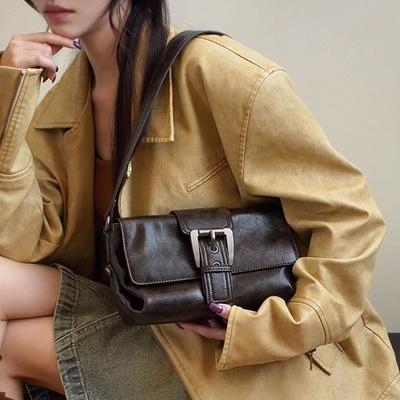 Nischendesign Tasche Damen neu Winter Retro schlichte Achselhöhle kleine quadratische Tasche Pendler Umhängetasche
